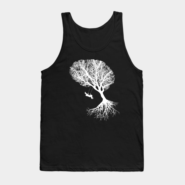 Tree branches shape of a brain, brain art, brain silouette with swing Tank Top by Collagedream